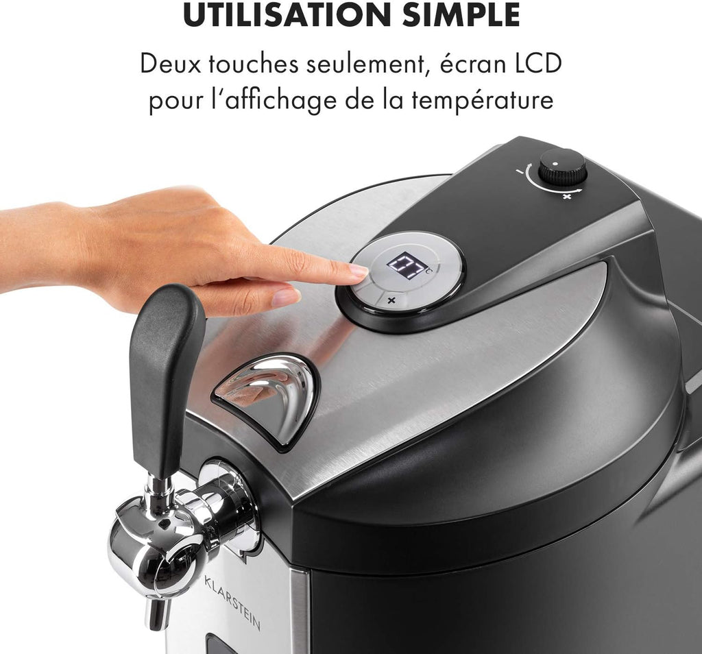 Klarstein Beerkules - Tireuse à bière universelle  Pour tous les f?ts de 5L  Avec ou sans cartouche de CO2  Refroidissement en 4 h  Bo?tier en plastique & acier inoxydable  noir