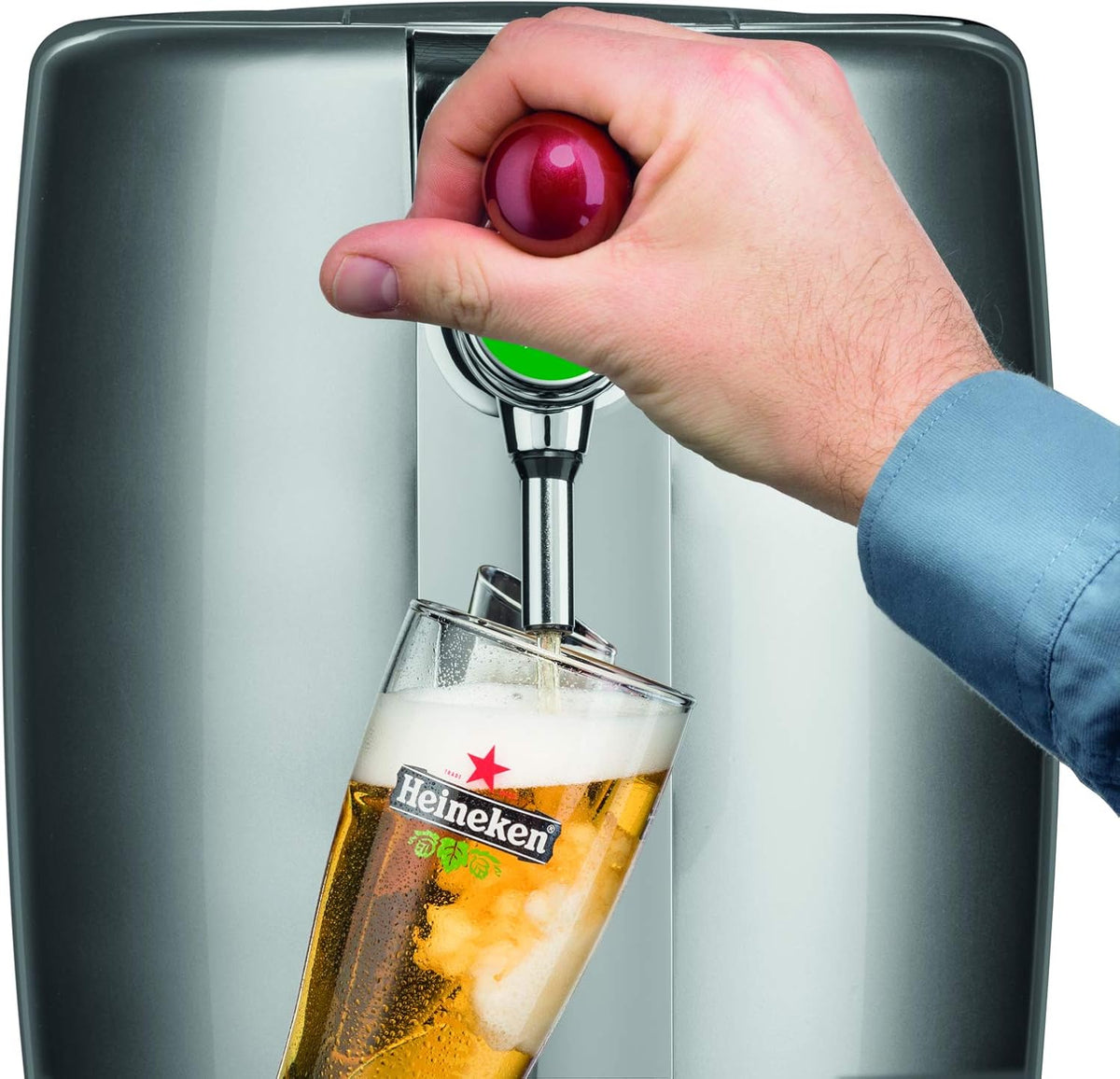 Krups BeerTender Silver et chrome  Machine à bière  Pression pour la maison  Tireuse à bière  Pompe à bière  Coffret 2 verres YY2931FD
