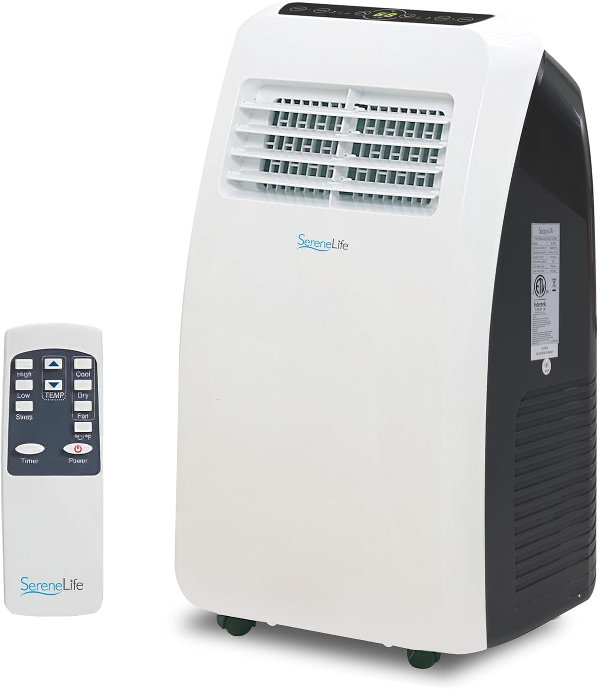 SereneLife Climatiseur Mobile Silencieux 7K BTU  Climatiseur Portable 3-en-1 avec Fonction Déshumidificateur Intégrée  Mode Ventilateur  Télécommande  Kit d'évacuation Complet pour Fenêtre Blanc