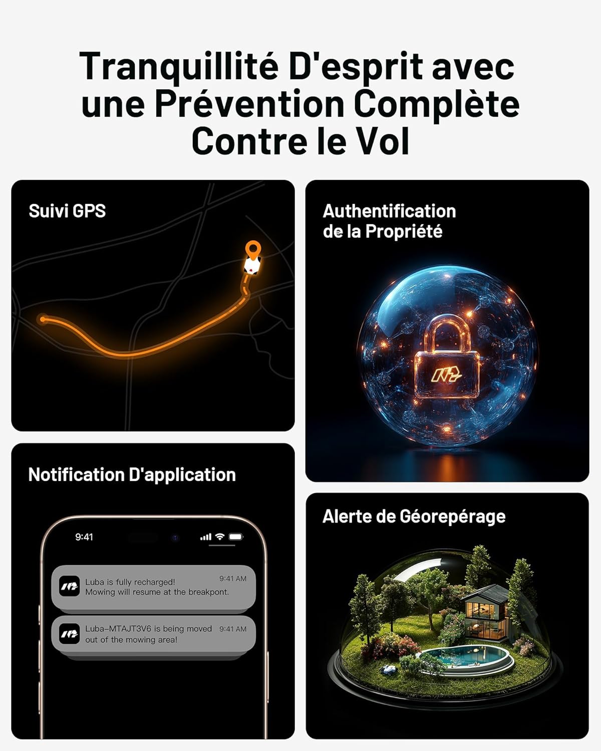 MAMMOTION LUBA 2 AWD 3000X Robot Tondeuse sans Fil Périphérique, NetRTK+Vision, Aucune Antenne RTK Requise, Recommandé 3000m2, Pentes à 80%, Hauteur de Coupe 25-70 mm,avec Module 4G