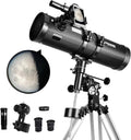 Télescope 130EQ Newton Réflecteur Télescope pour Adultes, Télescopes Professionnels pour Adultes, Livré avec Adaptateur Smartphone Objectif Barlow 1,5X et Filtre TMoon 13% T