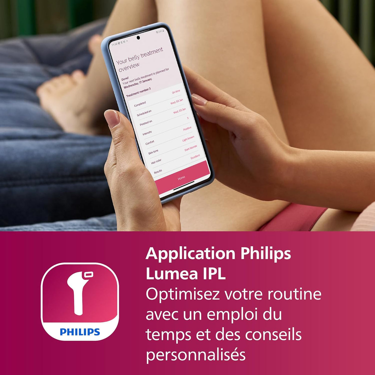 Philips Lumea série 7000, épilateur à lumière pulsée, alternative à l'épilation , avec tondeuse-stylo Satin Compact, 2 embouts pour le corps et le visage, modèle BRI921/00