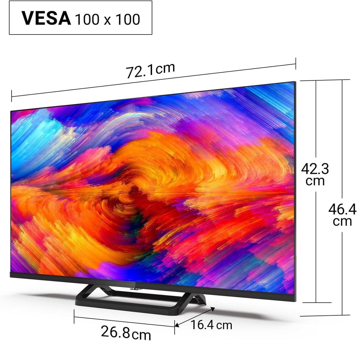 TuTu Téléviseurs 32 Pouces (80 cm) LED Central Pied TV HD Ready Triple Tuner (DVB-C / T2 / S2)  HDMI x2  CI+  Lecteur multimédia USB 2.0  Mode h?tel  Dolby Audio  2024