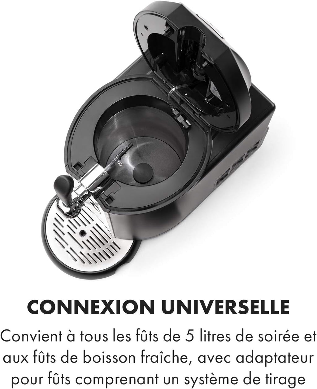 Klarstein Beerkules - Tireuse à bière universelle  Pour tous les f?ts de 5L  Avec ou sans cartouche de CO2  Refroidissement en 4 h  Bo?tier en plastique & acier inoxydable  noir