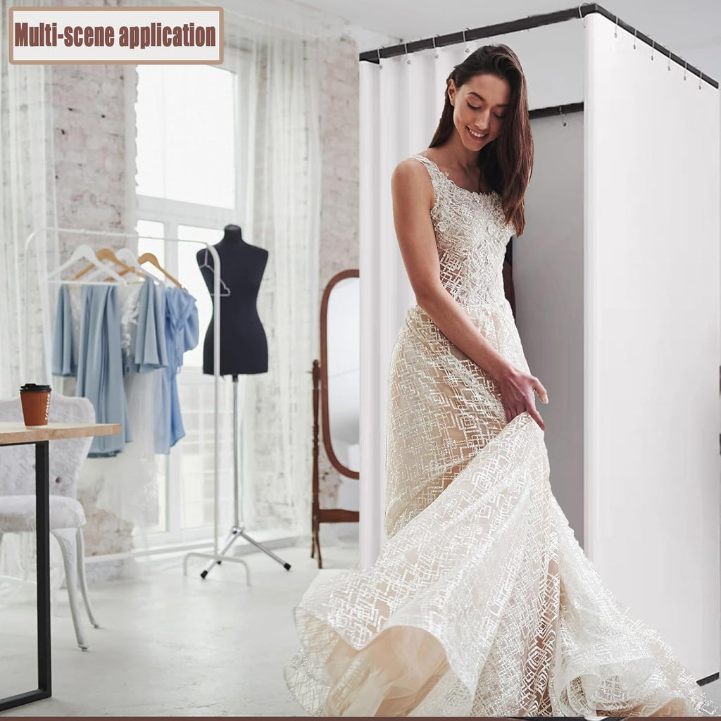 TEENKON Magasin de vêtements, vestiaire portable avec rideau d'ombrage, utilisé dans le bureau, le centre commercial, la boutique, la maison, protection de la vie privée mobile temporaire (blanc, 99,1
