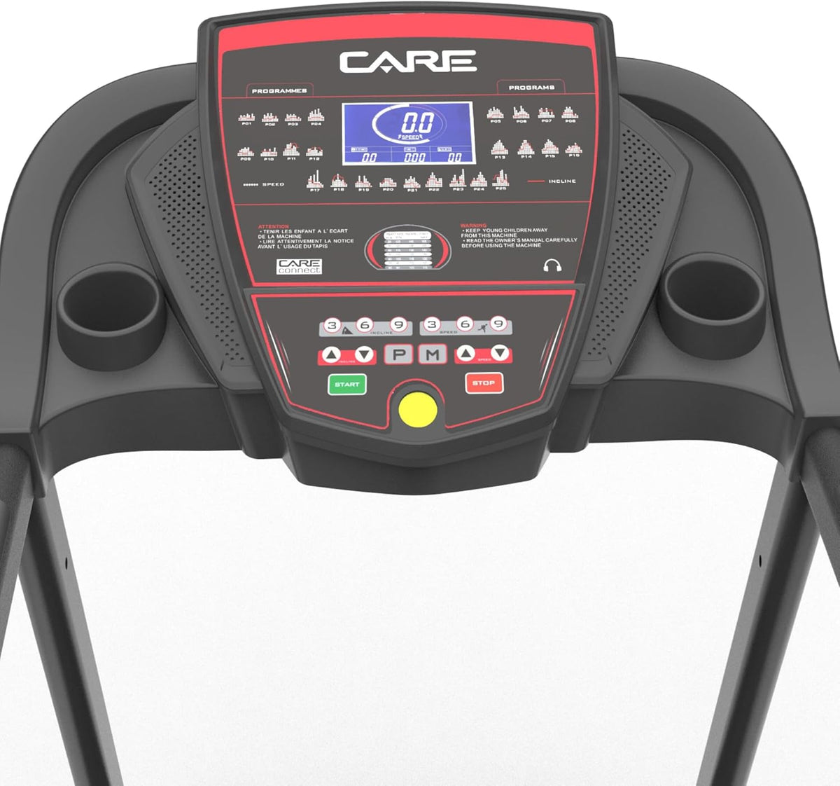 CARE FITNESS - Tapis de Course Connecté Jog Runner - Tapis de Marche électrique Inclinable et Pliable - Jusqu'à 18km/h - 18 Niveaux d'Inclinaison - 25 Programmes