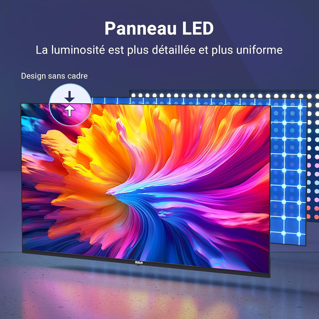 RCA VRS32HQ1 Smart TV 32 Pouces (80 cm) WiFi VIDAA Connectée Téléviseurs sans Bord avec Triple Tuner(DVB-C/S2/-T2)  Molotov  Netflix  Prime Video  +  Youtube - 2024