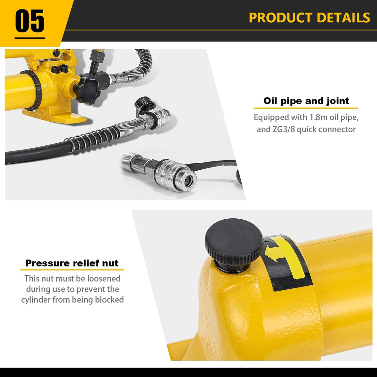 CGOLDENWALL CP-700 Pompe Hydraulique Manuelle  avec Tuyau de 1 8m  Haute Pression 700kg/cm2  Contenu en Huile 900cc  pour Utilisation avec Variété d'Outils Hydrauliques