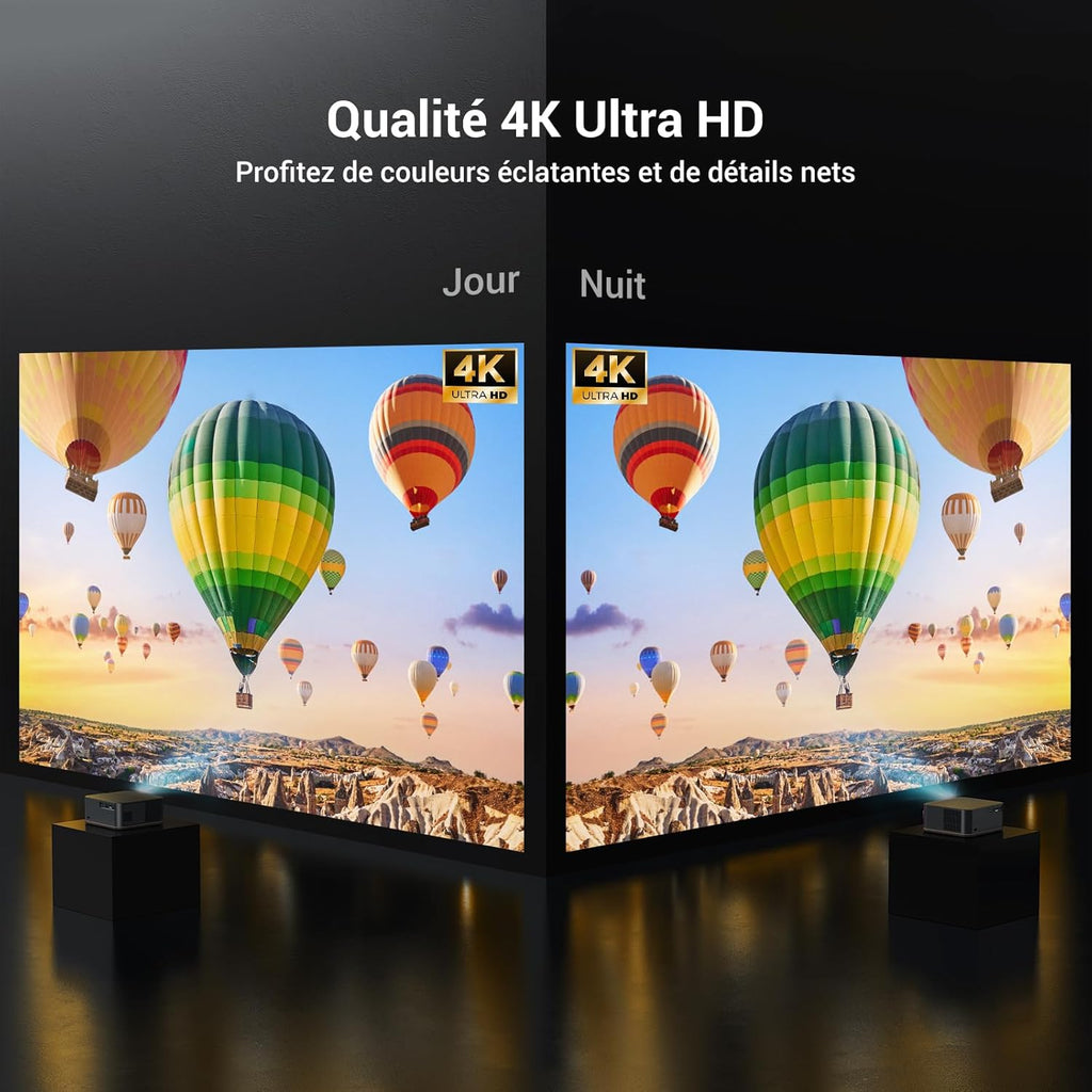 1500 ANSI Full HD Videoprojecteur 4k avec WiFi 6 Bluetooth 5.2, HAPPRUN Projecteur Video Home Cinéma avec Auto Focus et Keystone, 300" Vidéoprojecteur Extérieur Intérieur, Compatible TV Stick/PC/
