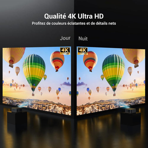 1500 ANSI Full HD Videoprojecteur 4k avec WiFi 6 Bluetooth 5.2, HAPPRUN Projecteur Video Home Cinéma avec Auto Focus et Keystone, 300" Vidéoprojecteur Extérieur Intérieur, Compatible TV Stick/PC/