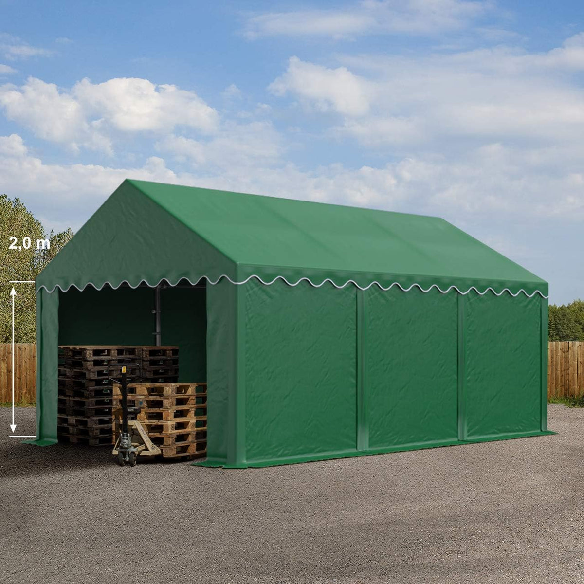 TOOLPORT Tente de Stockage 4x6 m abri bache PVC 700 N imperméable Vert foncé