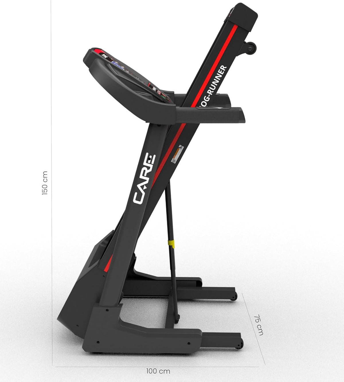 CARE FITNESS - Tapis de Course Connecté Jog Runner - Tapis de Marche électrique Inclinable et Pliable - Jusqu'à 18km/h - 18 Niveaux d'Inclinaison - 25 Programmes