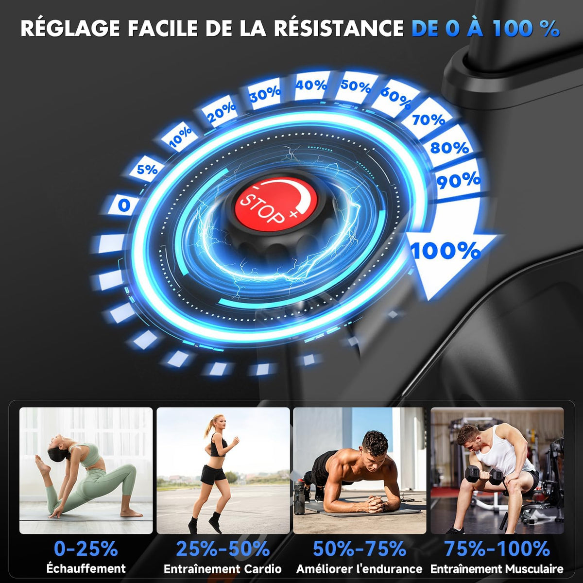 Velo d Appartement, CHAOKE Vélo d'appartement Silencieux avec Résistance Magnétique Réglable, Vélo d'exercice d'intérieur avec App et écran LCD, Pour Entra?nement Cardio, Capacité 150KG