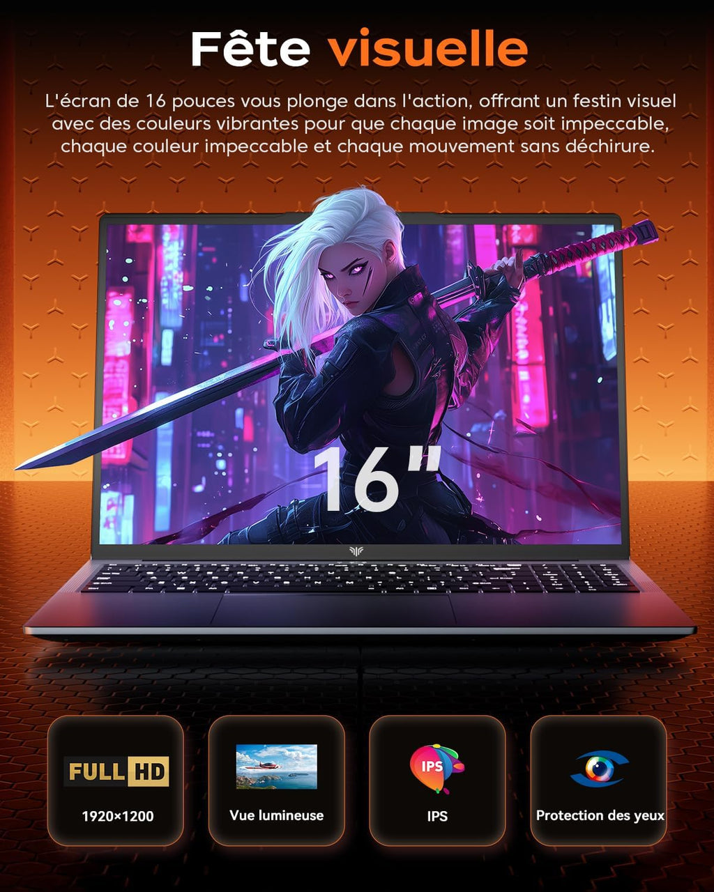ACEMAGIC 2025 Pc Portable 16 Pouces Bo?tier métallique 16Go RAM DDR4 512Go M.2 SSD (étendre à 4 to) Ordinateur Portable Ryzen 7 5825U (Up to 4.5Ghz) Clavier Rétroéclairage 3*USB3.2 WiFi 6 BT5.2