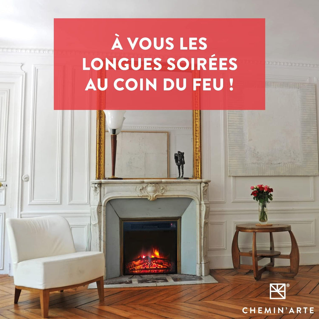 Chemin’Arte Insert électrique à Encastrer - Effet Flammes - LEDs - Oxford XL - 2000W - Con?u en France - Garanti 2 Ans