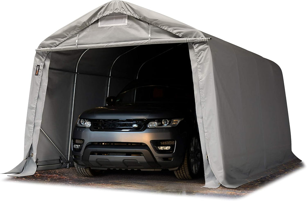 TOOLPORT Tente-Garage carport 3,3 x 4,8 m d'élevage abri agricole Tente de Stockage bache PVC 800 N Armature Solide Gris
