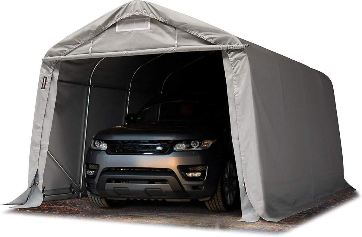 TOOLPORT Tente-Garage carport 3,3 x 4,8 m d'élevage abri agricole Tente de Stockage bache PVC 800 N Armature Solide Gris