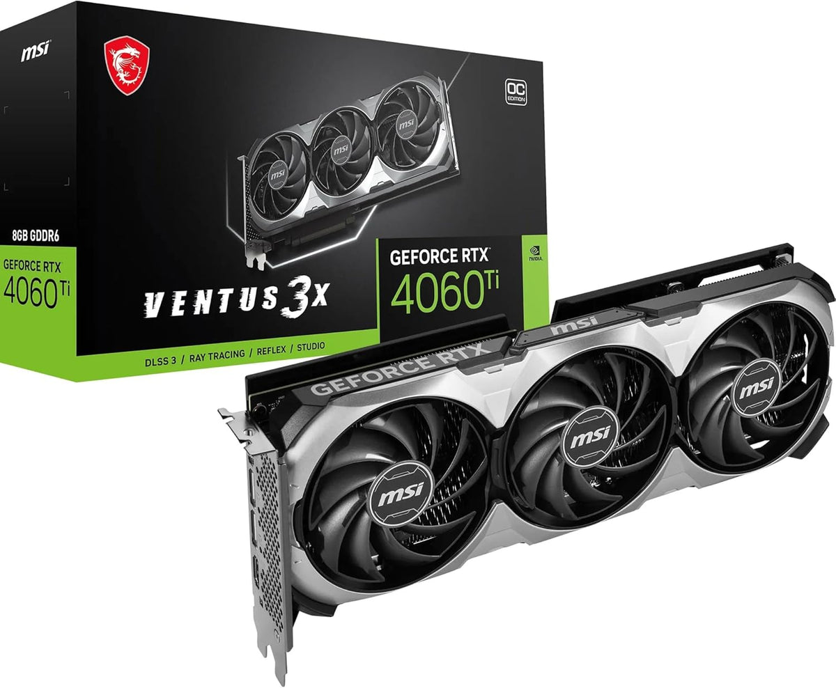 MSI GeForce RTX 4060 Ti Ventus 3X E 8G OC Carte Graphique - 8 Go GDDR6 (18 GB/s 128-bit)  PCIe 4.0-3 x Ventilateurs TORX 4.0 - HDMI 2.1a  DisplayPort 1.4a