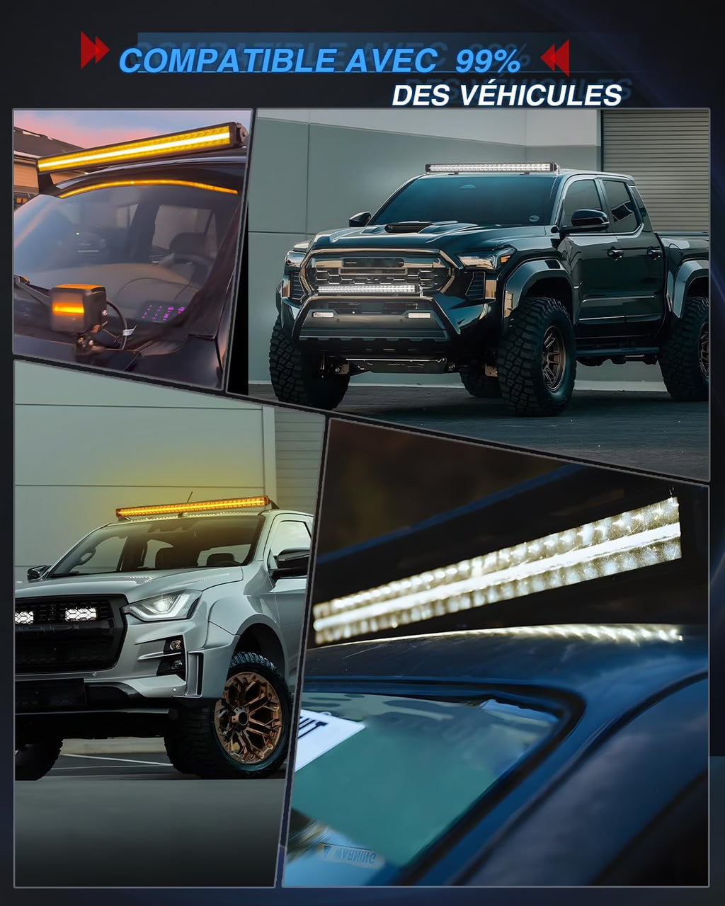 BraveWAY Barre Rampe LED DRL 21" 120W 26000LM Projecteur Longue Portée Homologation ECE 12/24V Rampe LED 4x4 pour Les Véhicules de Tracteurs Agricoles,4x4 quads,Poids Lourd, avec Kit De Cables
