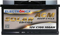 Batterie Solaire AGM 12V 100Ah Décharge Profonde sans Entretien pour Camping-Car, Voiture, Bateau, Jardin et Systèmes Solaires Autonomes Batterie énergie Electronicx Solar Edition