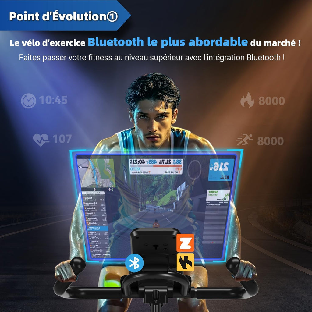 CHAOKE Velo d Appartement Silencieux avec Résistance Magnétique Réglable, Vélo d'appartement avec APP, Vélo d'exercice Moniteur LCD, Siège Confortable, Pour Entra?nement Cardio, Capacité 160KG