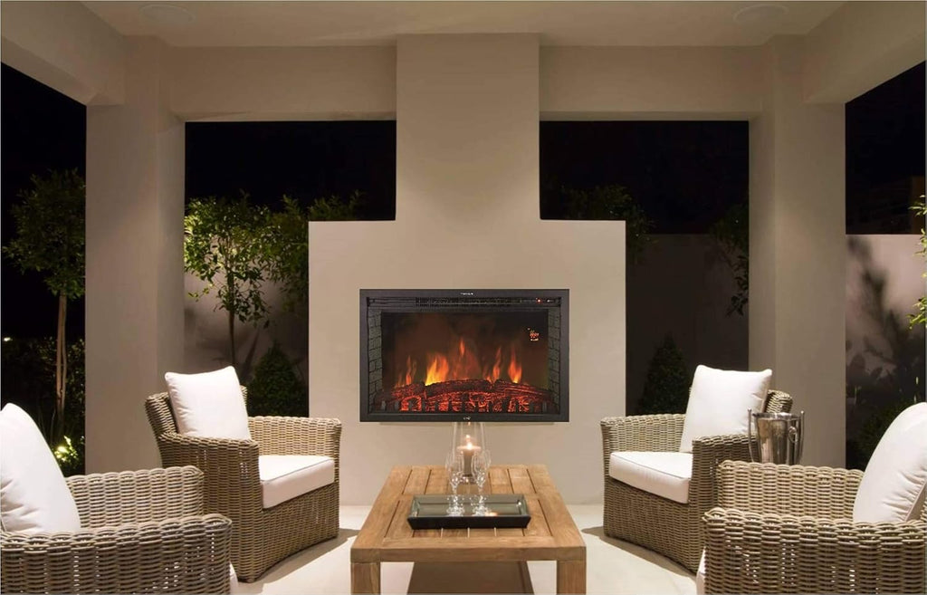 Chemin’Arte Insert électrique à Encastrer - Effet Flammes - LEDs - Oxford XL - 2000W - Con?u en France - Garanti 2 Ans