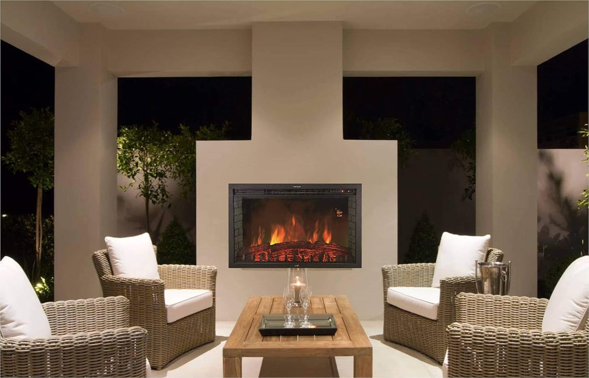 Chemin’Arte Insert électrique à Encastrer - Effet Flammes - LEDs - Oxford XL - 2000W - Con?u en France - Garanti 2 Ans