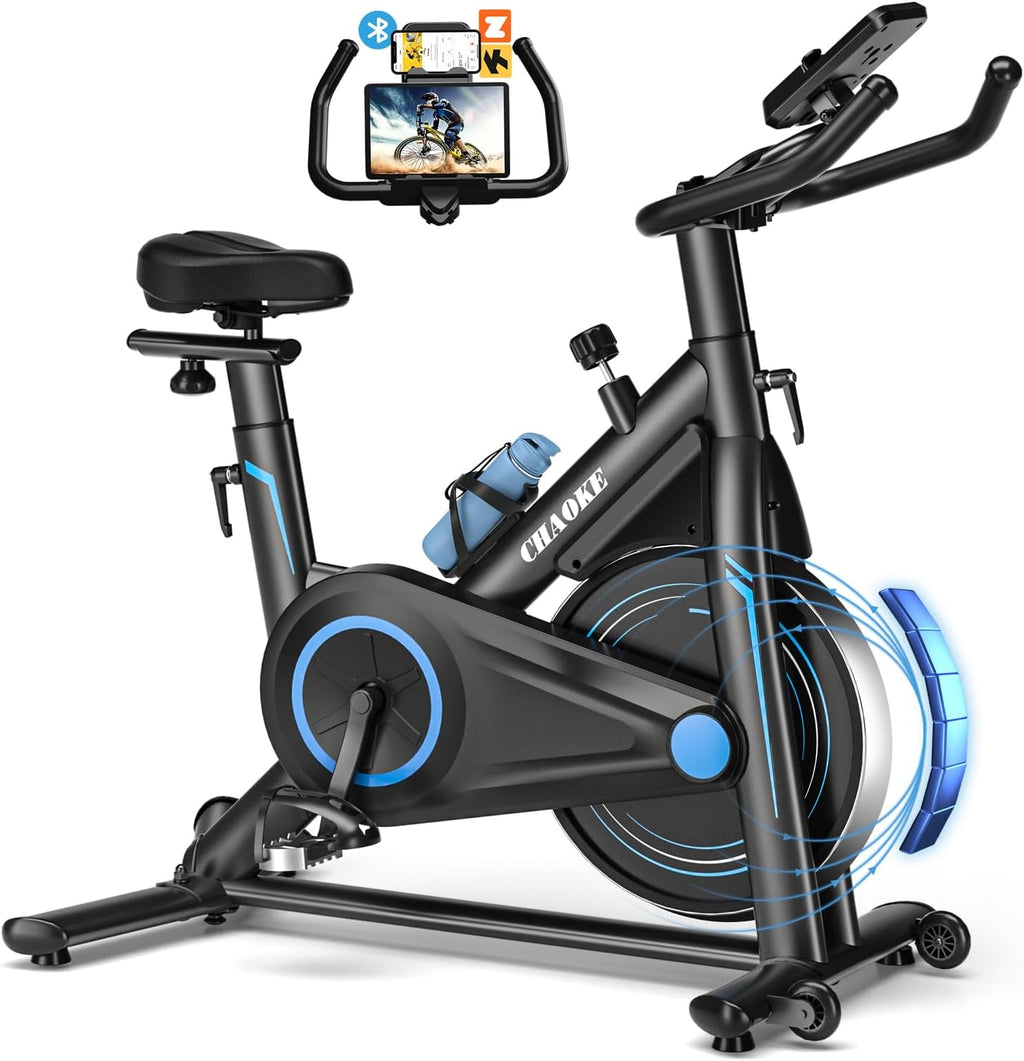 CHAOKE Velo d Appartement Silencieux avec Résistance Magnétique Réglable, Vélo d'appartement avec APP, Vélo d'exercice Moniteur LCD, Siège Confortable, Pour Entra?nement Cardio, Capacité 160KG