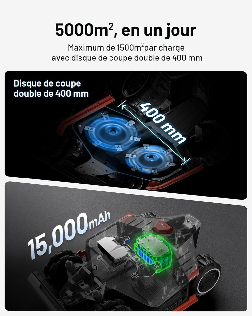 MAMMOTION LUBA 2 AWD 3000X Robot Tondeuse sans Fil Périphérique, NetRTK+Vision, Aucune Antenne RTK Requise, Recommandé 3000m2, Pentes à 80%, Hauteur de Coupe 25-70 mm,avec Module 4G