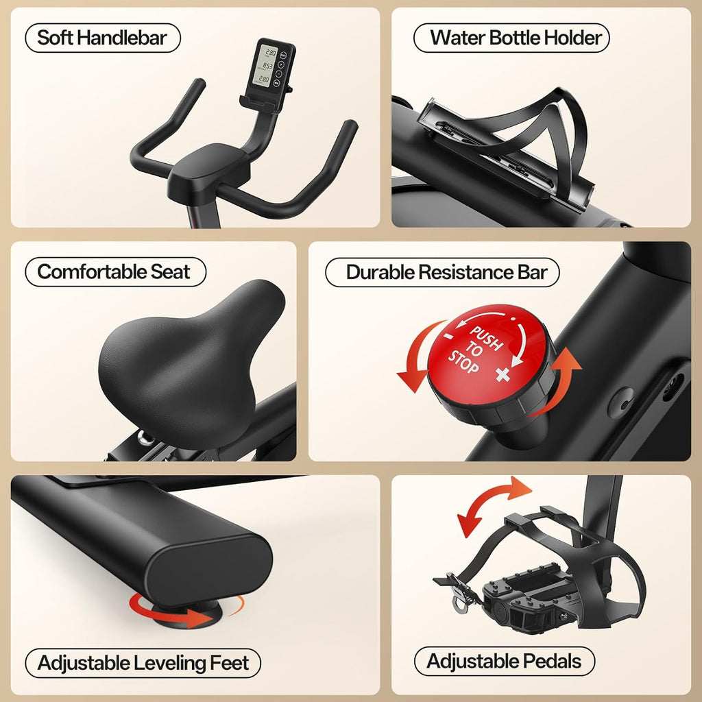 Pasyou VéLo D'Appartement Avec RéSistance MagnéTique, VéLo De Fitness, Entra?Nement Cardio En Salle Velo Spinning, Stationnaires à La Maison Avec Moniteur, Support De Tablette