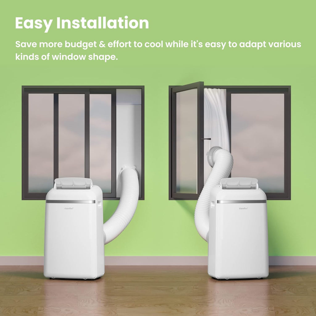 COMFEE' Climatiseur Mobile 12000 BTU/H 3,5 kW, 3 Modes, Fonction Follow Me, Télécommande, pour grandes pièces de 43㎡/117m3, Kit d'évacution inclus, Réfrigérant naturel, PAC 12000