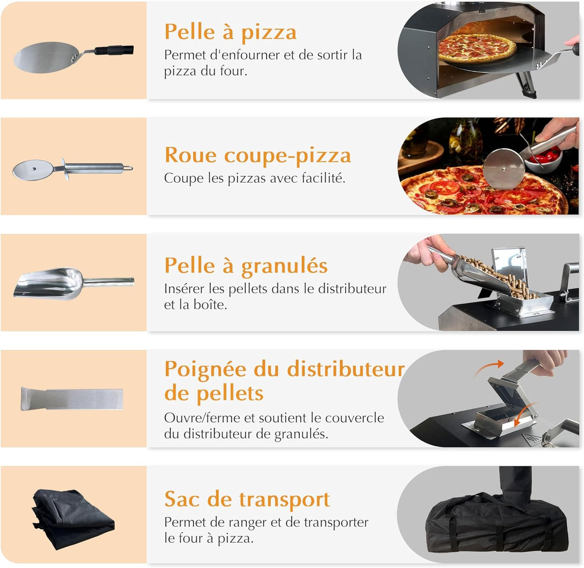 Four a Pizzas extérieurs à bois: KitchenBoss aciers inoxydables portable grille pizza avec pierre tournante de jardin avec granulés Combustible approprié : granulés, Charbon et briquettes