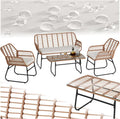 TecTake? Salon de Jardin Extérieur en Poly Rotin 4 Personnes Ensemble Canapé 2 Places 2 Fauteuil Salon et Table de Jardin, Coussins Amovibles Inclus, Amenagement Balcon Terrasse Veranda