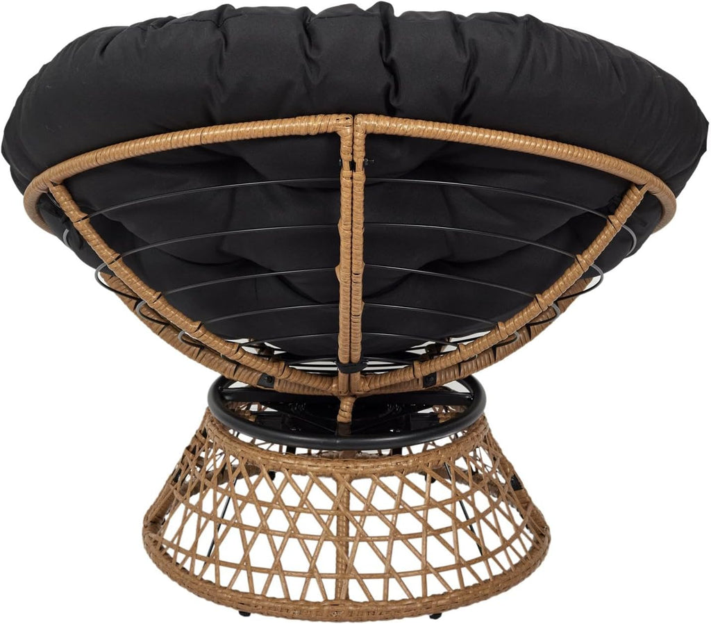 HOME DECO FACTORY, Fauteuil Pivotant Extérieur, Chaise Relax Ronde, 1 Place Pivotant à 360°, Coussin épais Grand Confort Inclus, Mobilier de Jardin pour Amenagement Balcon Terrasse Salon de Jardin