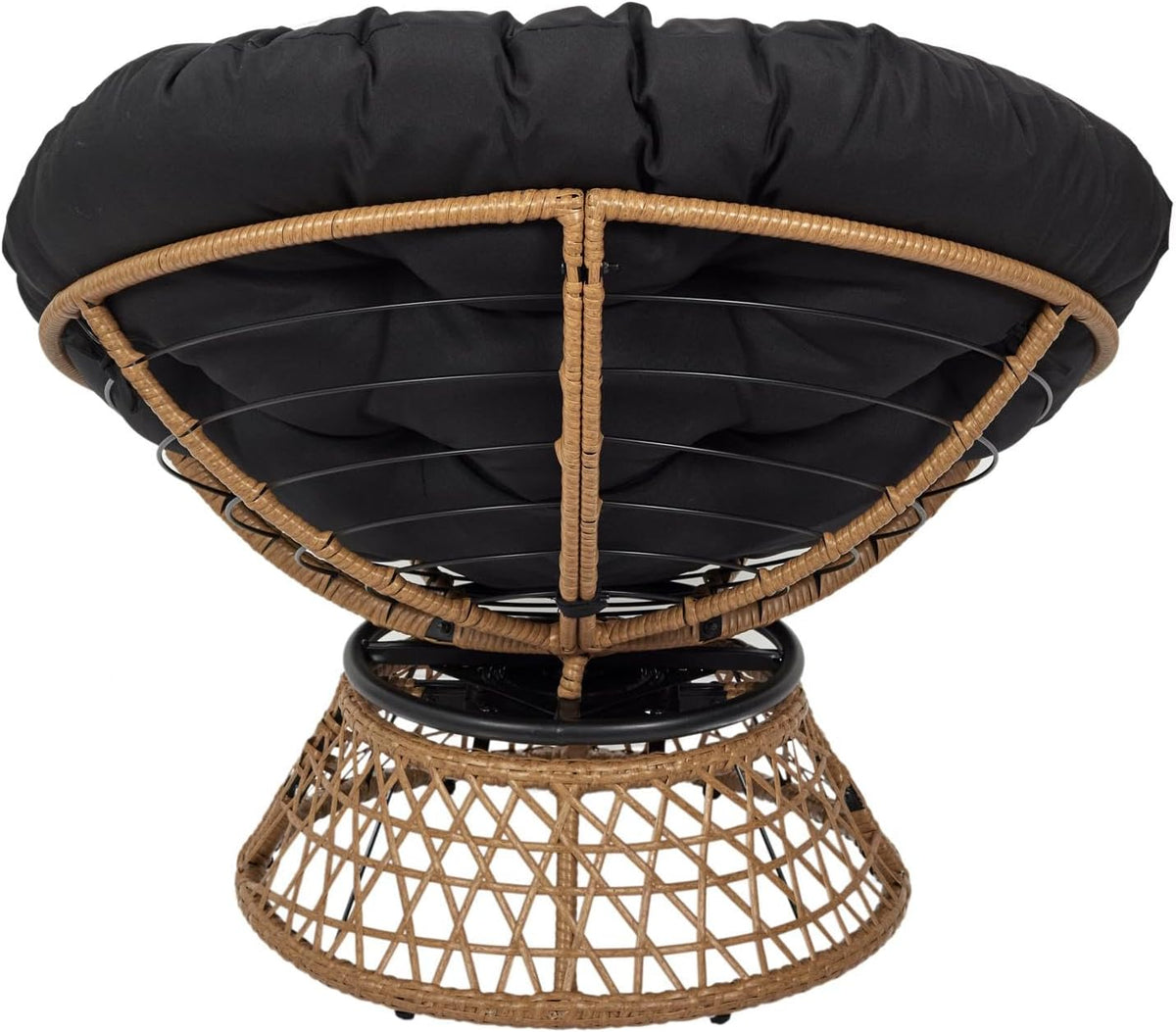 HOME DECO FACTORY, Fauteuil Pivotant Extérieur, Chaise Relax Ronde, 1 Place Pivotant à 360°, Coussin épais Grand Confort Inclus, Mobilier de Jardin pour Amenagement Balcon Terrasse Salon de Jardin