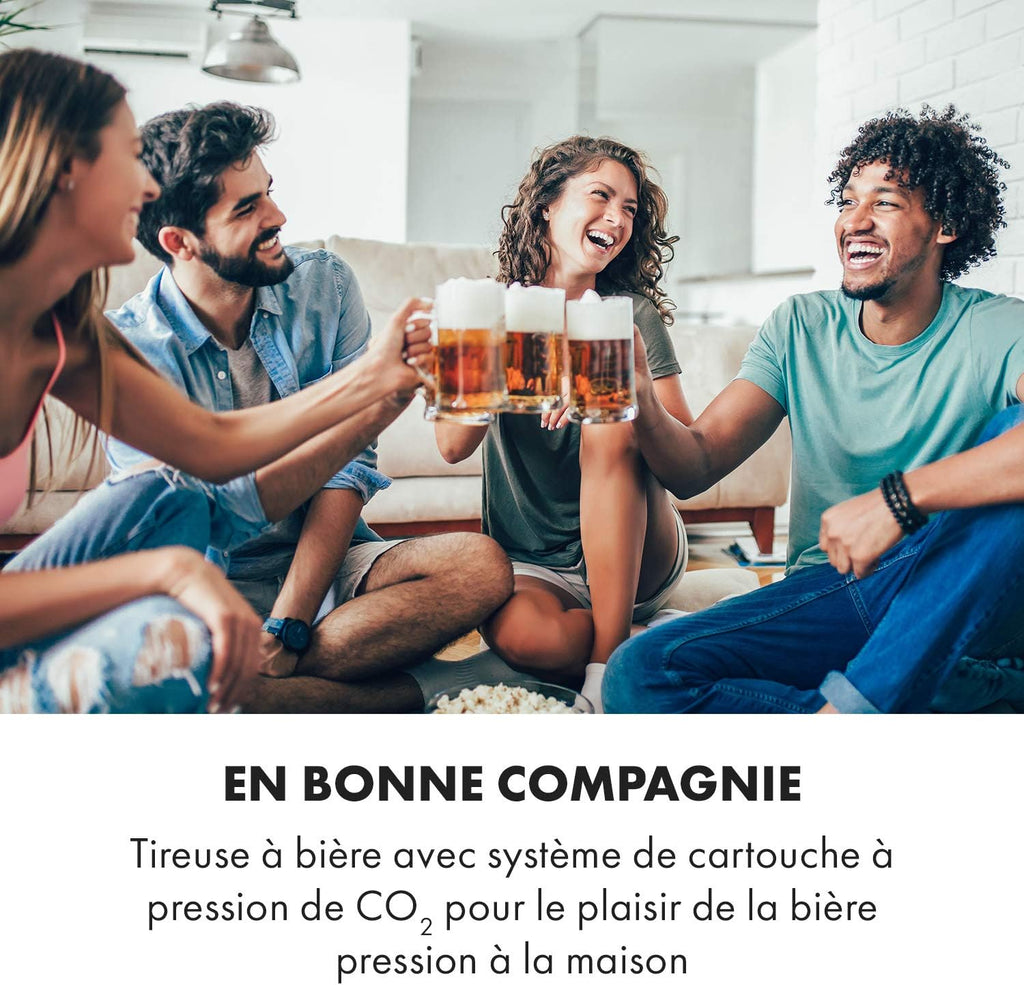 Klarstein Beerkules - Tireuse à bière universelle  Pour tous les f?ts de 5L  Avec ou sans cartouche de CO2  Refroidissement en 4 h  Bo?tier en plastique & acier inoxydable  noir