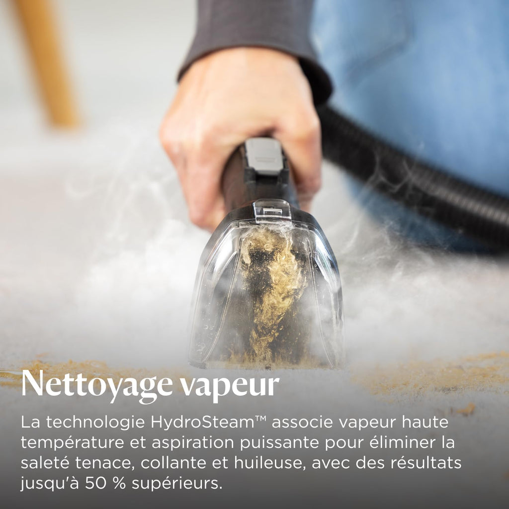 BISSELL SpotClean HydroSteam, Shampouineuse Canapé, Moteur Puissant de 1000W, Nettoyeur Vapeur avec Technologie HydroSteam, Nettoyeur pour Tapis, Moquettes, Meubles, Tissus, Voiture & Plus, 3689N