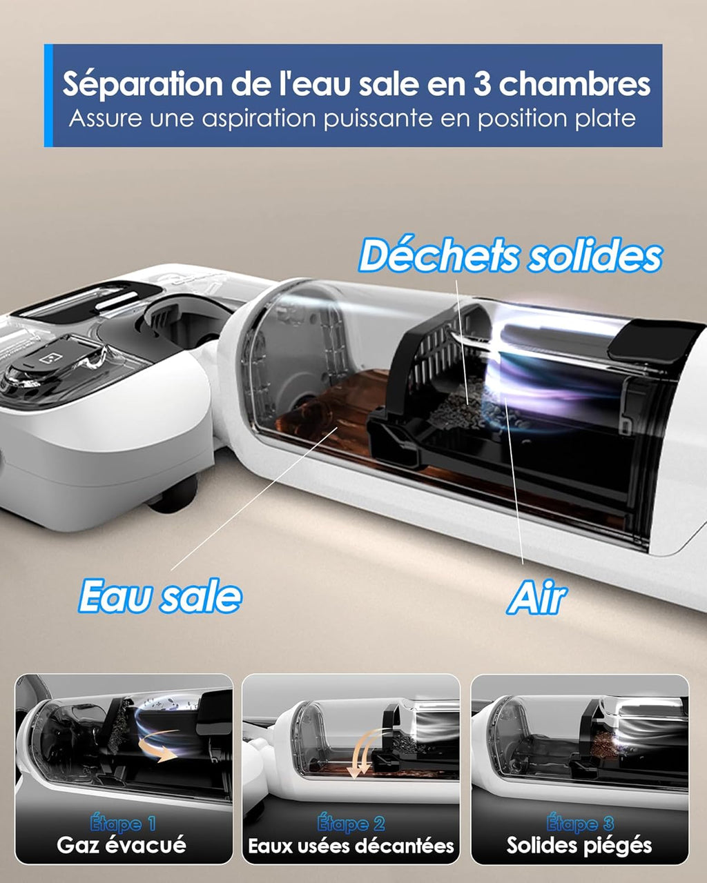 Tineco Aspirateur Balai sans Fil Floor One S6 Stretch Lite Aspirateur Laveur, S’aplatit à 180°, Auto-Nettoyage, Longue Autonomie, Nettoyage des Bords de 2 c?tés
