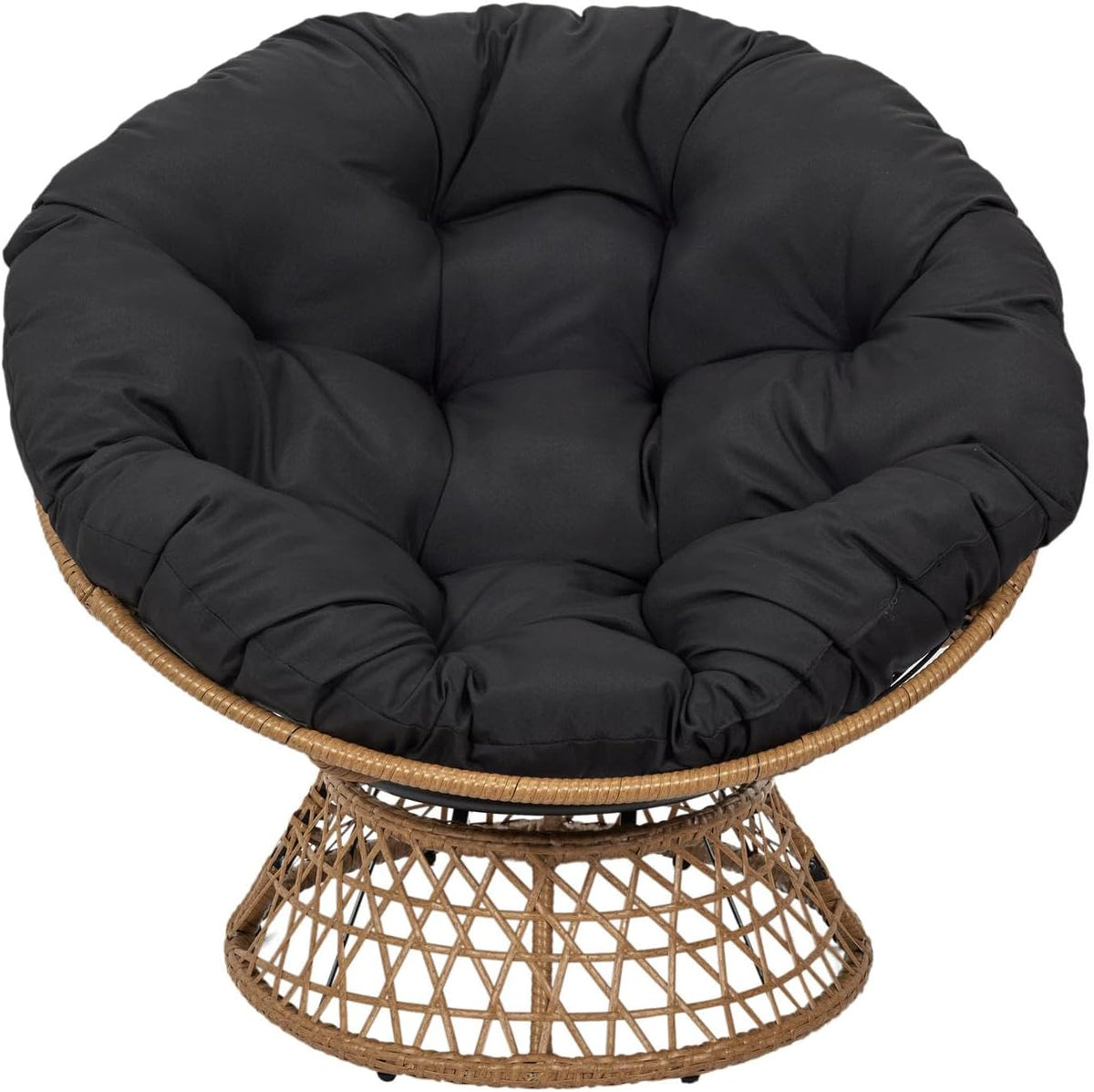 HOME DECO FACTORY, Fauteuil Pivotant Extérieur, Chaise Relax Ronde, 1 Place Pivotant à 360°, Coussin épais Grand Confort Inclus, Mobilier de Jardin pour Amenagement Balcon Terrasse Salon de Jardin
