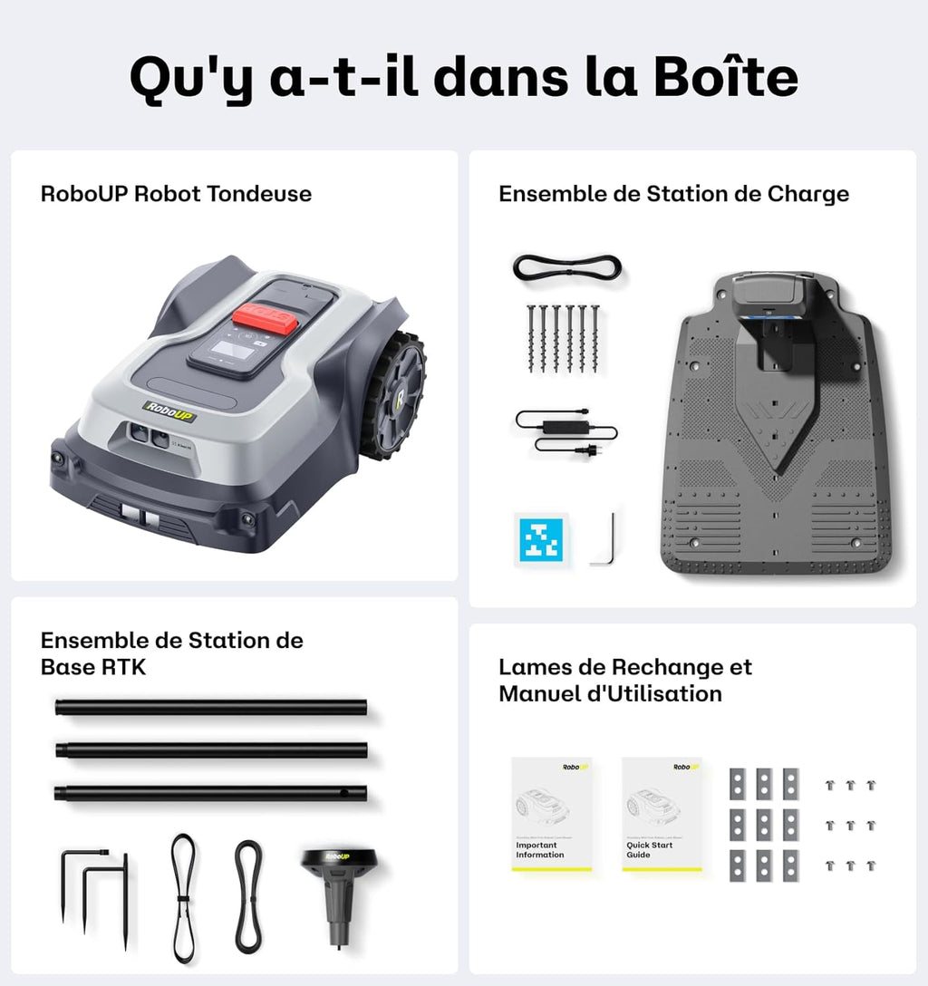 RoboUP Robot Tondeuse T1200Pro pour 1500㎡, Robot Tondeuse sans Fil Périphérique avec Tonte Personnalisé via APP, Tonte Précise des Bordures, Pentes 20°, Tondeuse Automatique pour Cour Avant et Arrière