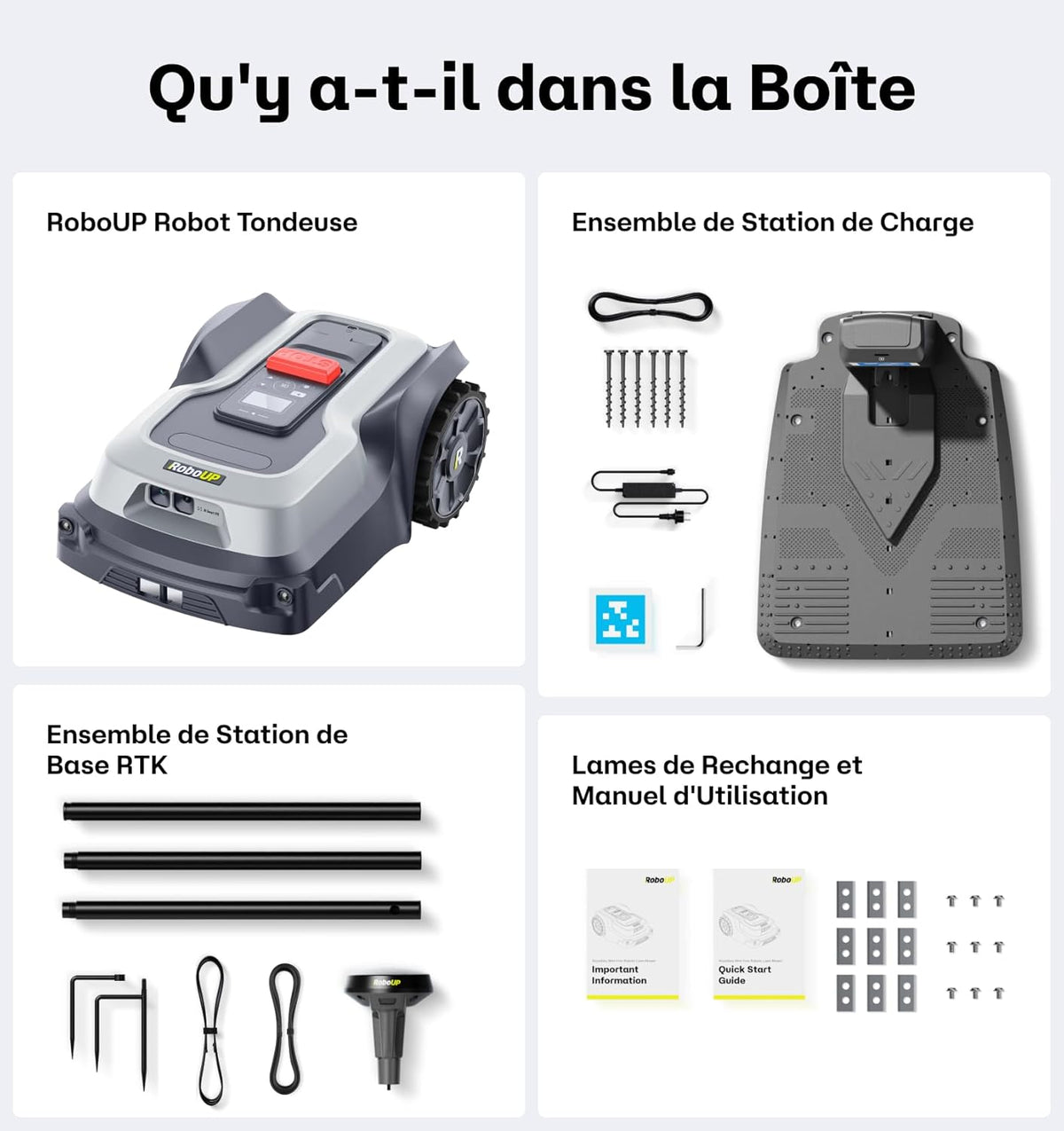 RoboUP Robot Tondeuse T1200Pro pour 1500㎡, Robot Tondeuse sans Fil Périphérique avec Tonte Personnalisé via APP, Tonte Précise des Bordures, Pentes 20°, Tondeuse Automatique pour Cour Avant et Arrière