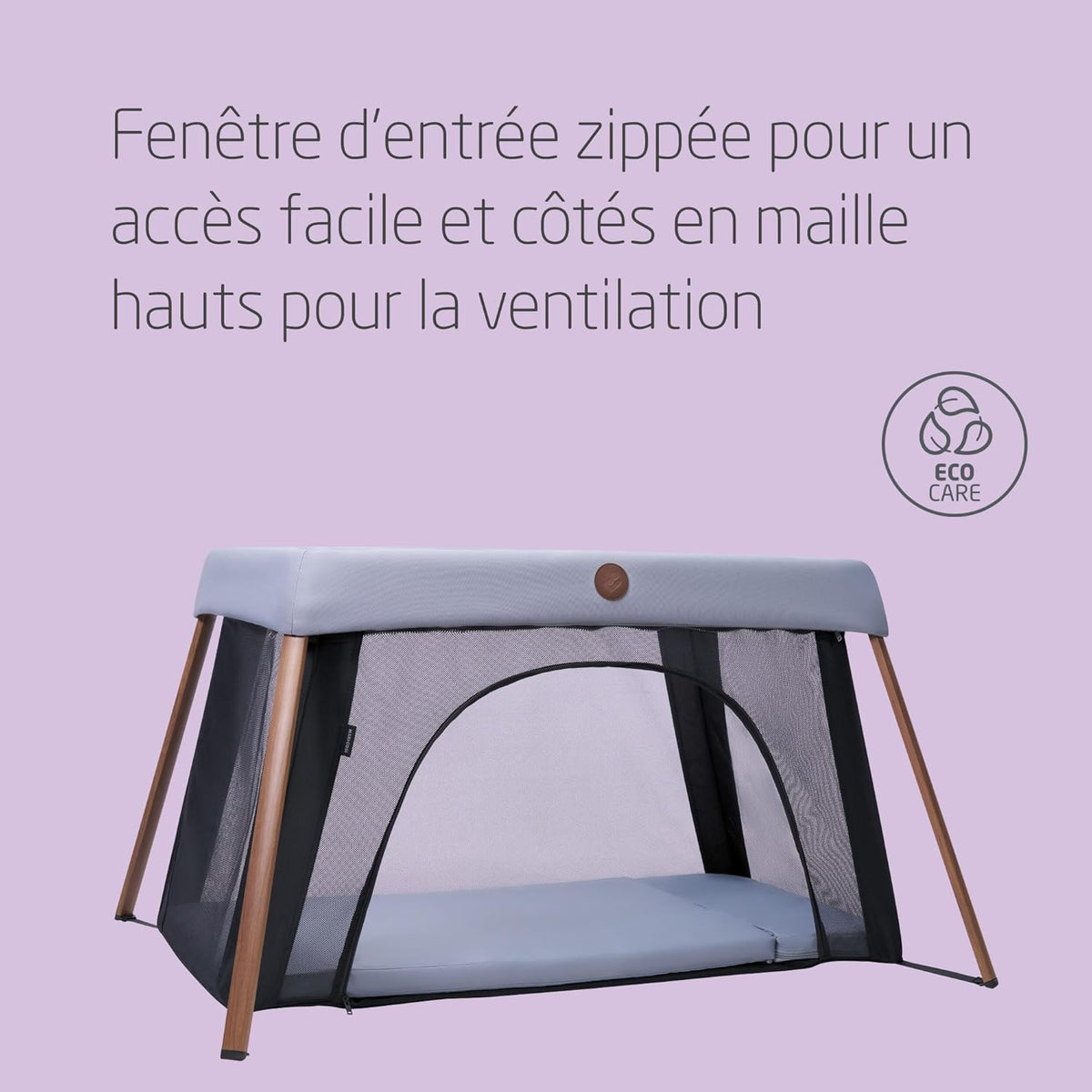 Maxi-Cosi Iris2, Lit Parapluie Bébé avec Matelas 2 en 1, 0-3 ans, 0-15 kg, Lit de Voyage Bébé, 2 Niveaux de Couchage, Fenêtre D'accès Latérale, Pliable & Léger, Matelas Extensible, Essential Grey