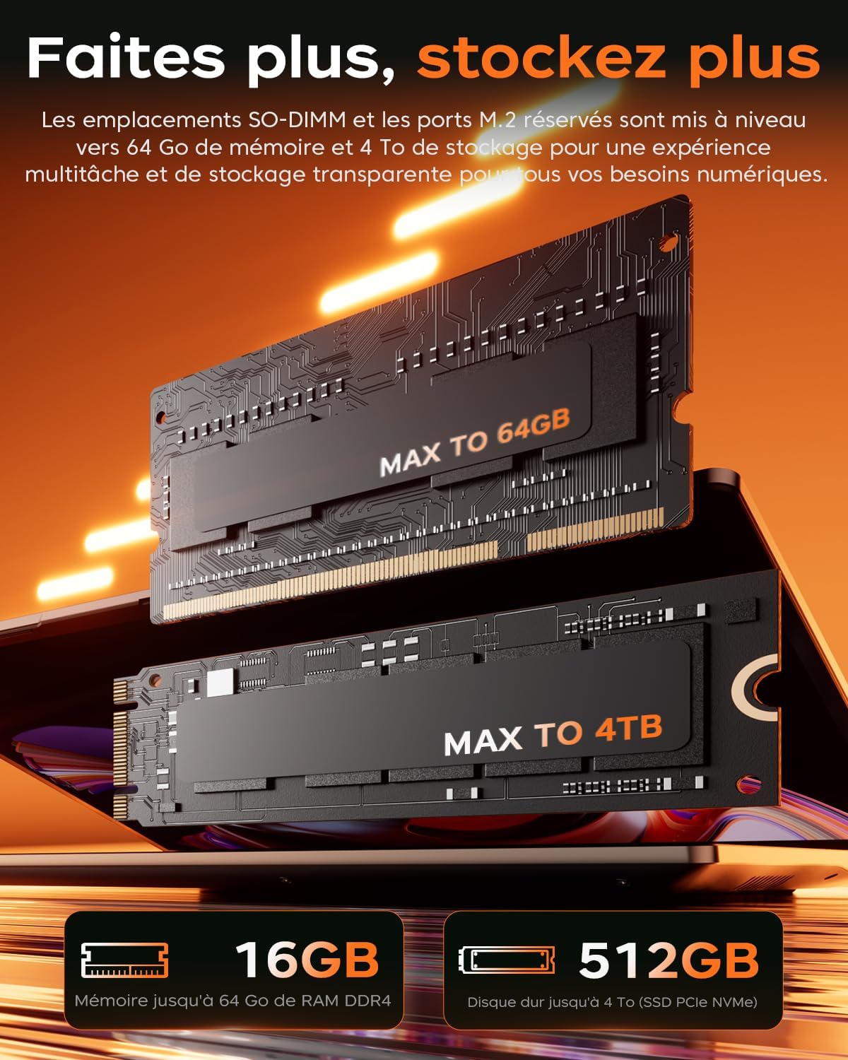 ACEMAGIC 2025 Pc Portable 16 Pouces Bo?tier métallique 16Go RAM DDR4 512Go M.2 SSD (étendre à 4 to) Ordinateur Portable Ryzen 7 5825U (Up to 4.5Ghz) Clavier Rétroéclairage 3*USB3.2 WiFi 6 BT5.2