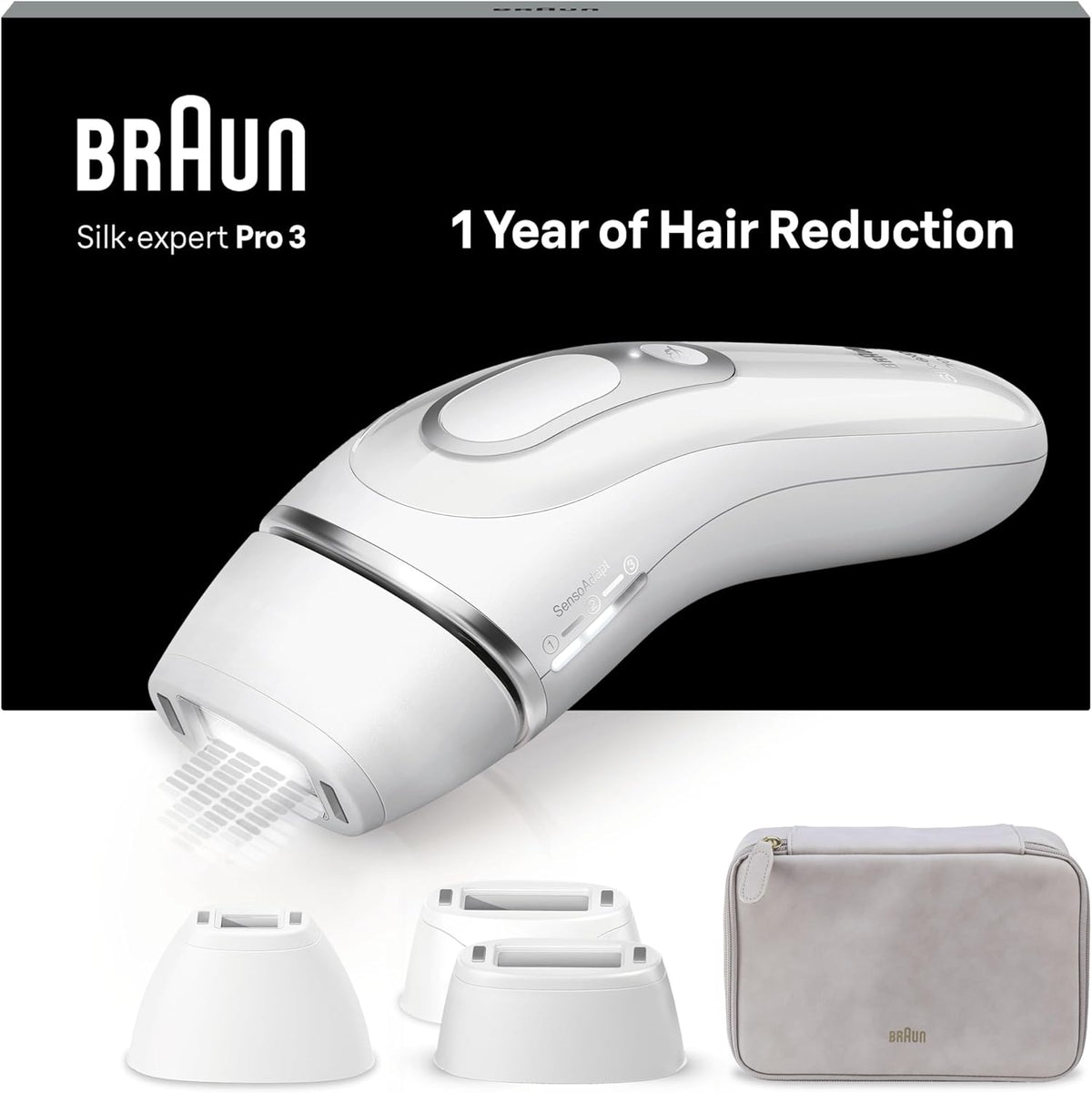 Braun épilateur à Lumière Pulsée Silk·expert Pro 3 PL3230, épilation Semi-Définitive Pour Jusqu'à 1 An De Peau Douce, Alternative Au , 3 Têtes Pour épiler Jambes, Visage, Maillot Et Plus