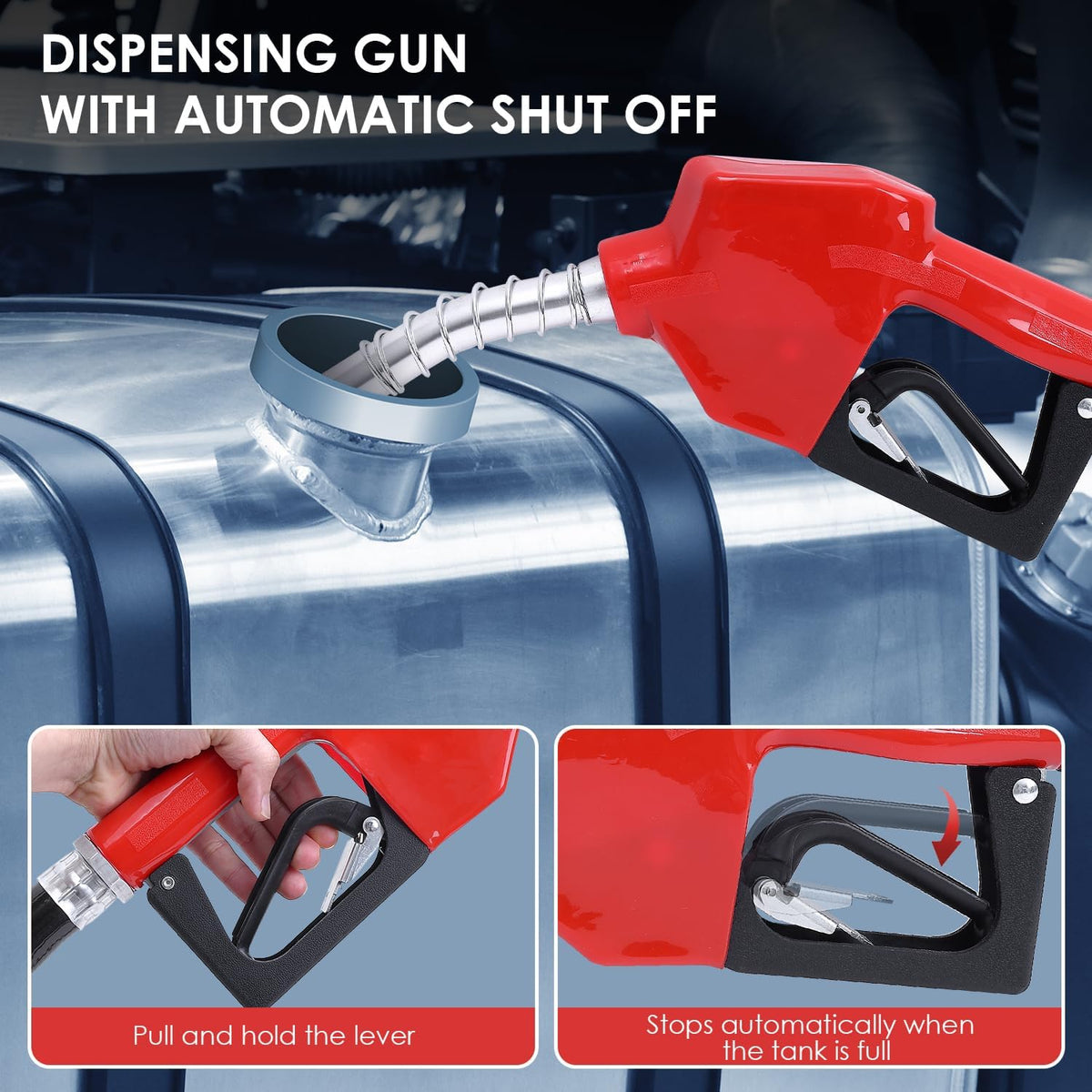 Pompe à diesel 230 V 550 W auto-amor?ante - Stations essence mobiles 60/min - Avec tuyaux et pistolet de distribution - Pour voitures  camions citernes  etc.