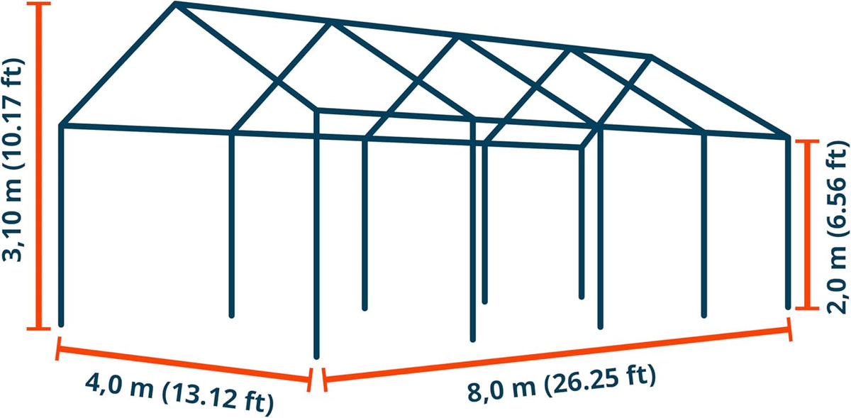 TOOLPORT Tente de Stockage 4x8 m abri bache PVC 700 N imperméable Gris