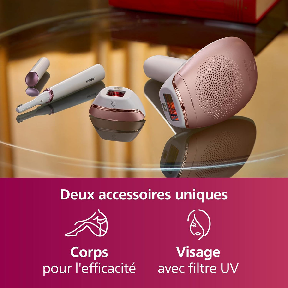 Philips Lumea série 7000, épilateur à lumière pulsée, alternative à l'épilation , avec tondeuse-stylo Satin Compact, 2 embouts pour le corps et le visage, modèle BRI921/00