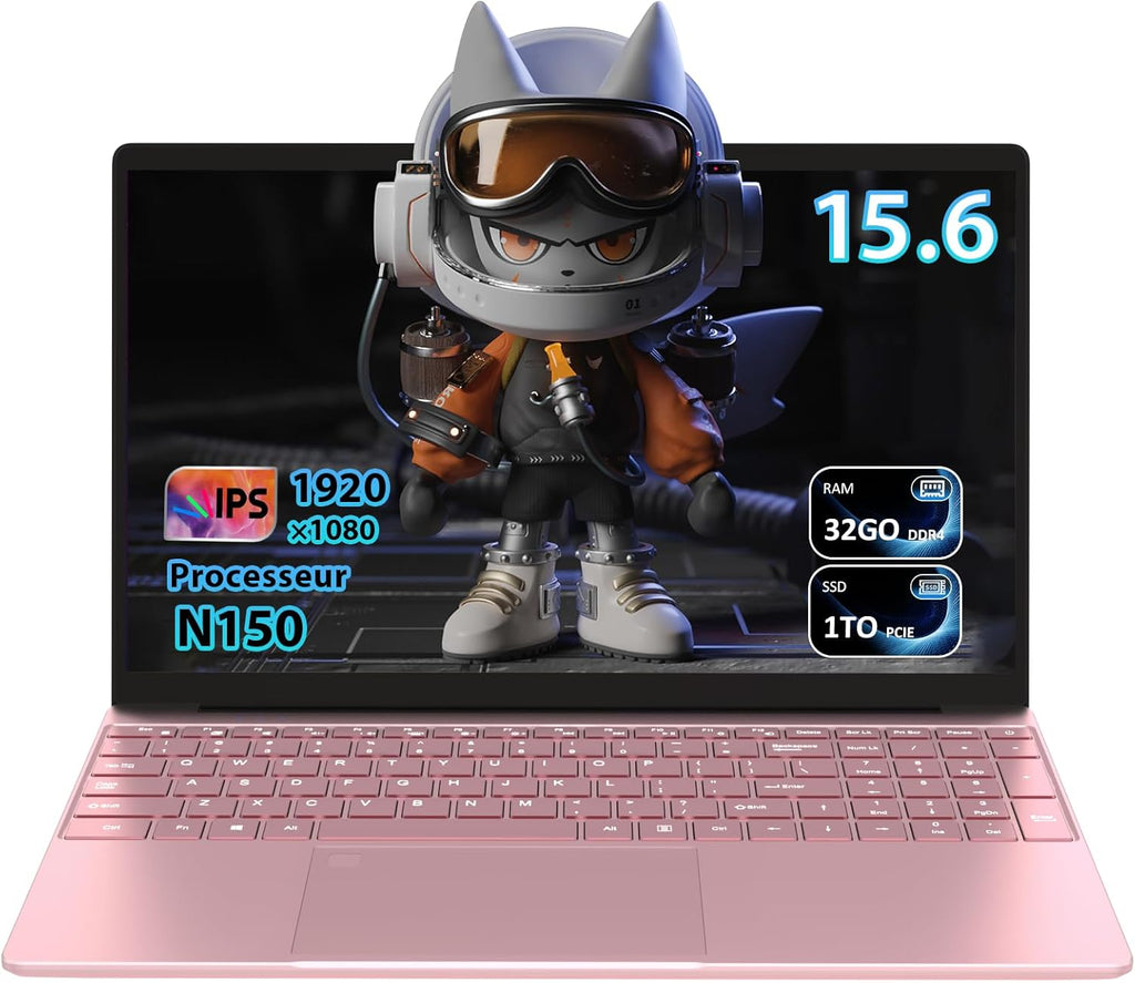 Pryloxen Ordinateur Portable Ultra-Fin 15 6" FHD IPS - Processeur Celeron N150 3 4 GHz  32 Go DDR4/1 to SSD  Clavier Rétroéclairé  Wi-FI 5G & Batterie 8000 mAh (360 × 275 × 18 mm  1 679 kg)