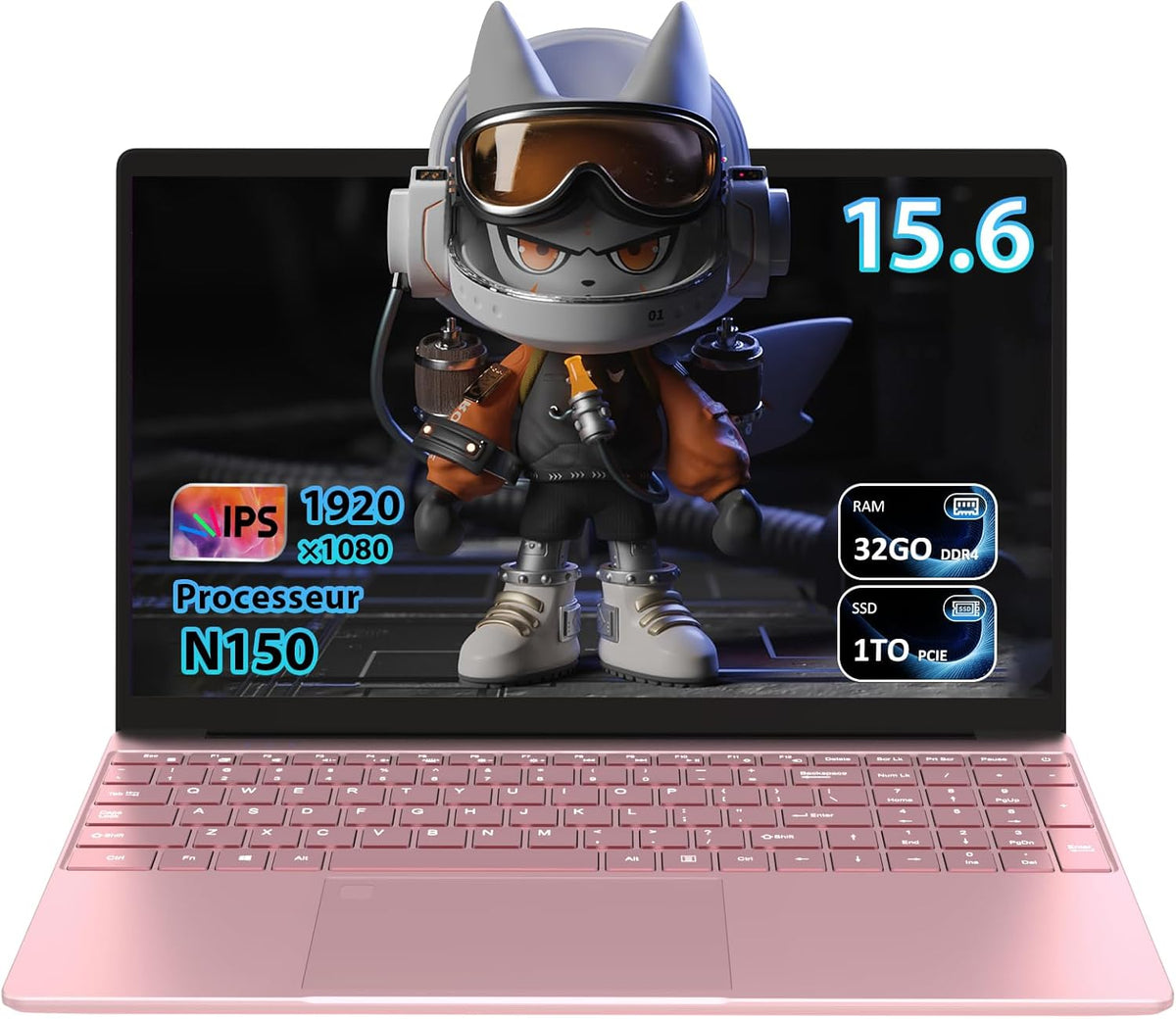 Pryloxen Ordinateur Portable Ultra-Fin 15 6" FHD IPS - Processeur Celeron N150 3 4 GHz  32 Go DDR4/1 to SSD  Clavier Rétroéclairé  Wi-FI 5G & Batterie 8000 mAh (360 × 275 × 18 mm  1 679 kg)