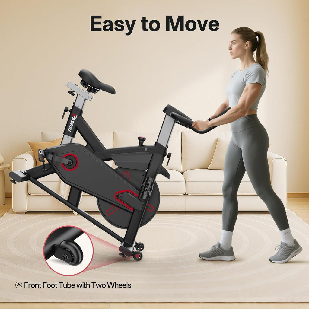 Pasyou VéLo D'Appartement Avec RéSistance MagnéTique, VéLo De Fitness, Entra?Nement Cardio En Salle Velo Spinning, Stationnaires à La Maison Avec Moniteur, Support De Tablette